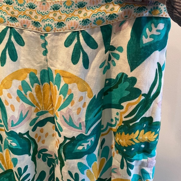 Ranna Gill Anthropologie printed wide leg linen blend pull on pants - Picture 3 of 10